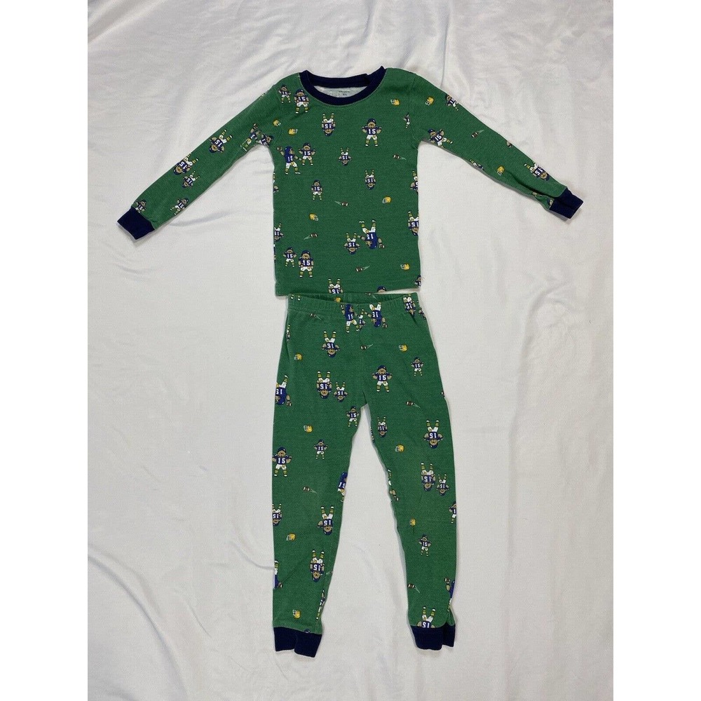 Carters Two Piece Green Football Bears Pajama Pajamas Set Size 4T